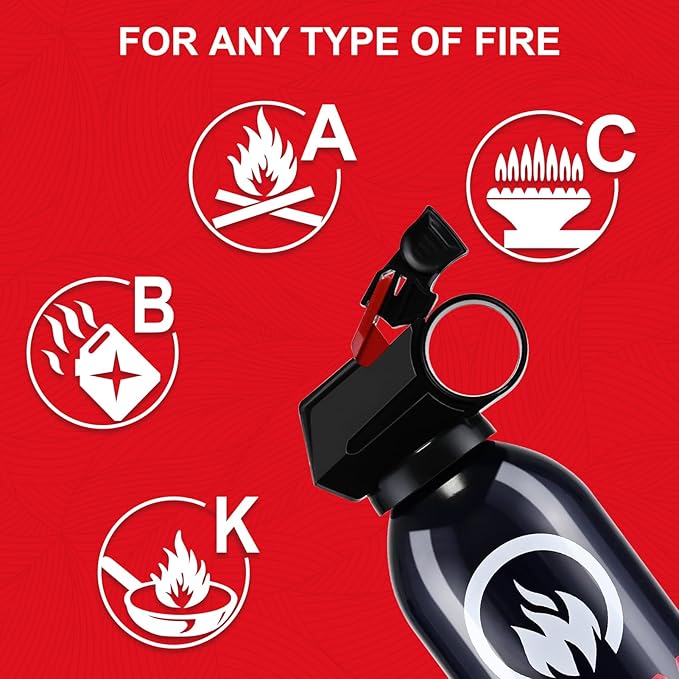 6 Pack Dry Powder Fire Extinguisher - Portable Dry Chemical Fire Extinguisher for Home, Car, Garage, Kitchen - Works on Electrical, Grease and More