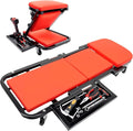 Mechanic Creeper 40 inches 2-in-1 Mode Z Seat with Tool Tray, 480lbs Capacity, Foldable Garage Adjustable Rolling with 6pcs Roller, Lay Down Sit Lean Back, Under Car Auto Repair Men Gift, Red