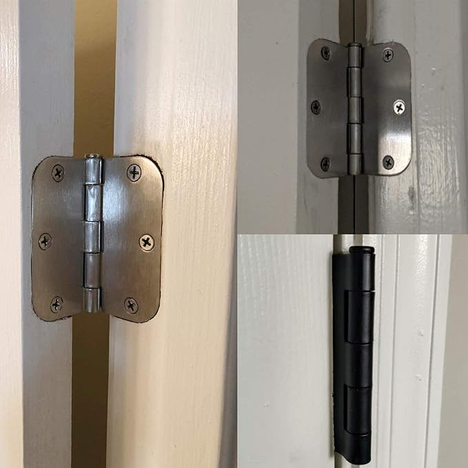TDCHINGES 30 Pack Rounded Matte Black Door Hinges 3.5 Inch 5/8" Radius Interior 3 1/2 Inch Flat Iron Bifold Easy Installation Standard Hinge No Squeak,Bedroom Indoor for Doors 3 ½" Hardware Controls