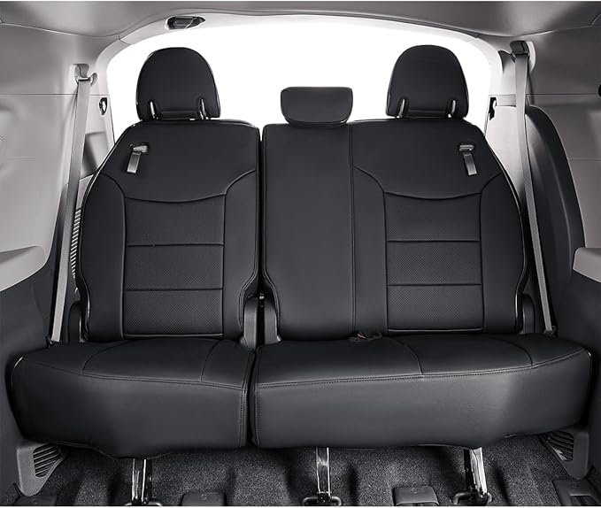 EKR Sienna Seat Covers for 2021 2022 2023 2024 2025 Toyota Sienna LE, XLE,8 Seats,2nd Row 4/2/4 Split,Waterproof Seat Covers Full Set for Trucks,Car Seat Protectors - Three Row,Leather(Black)