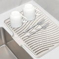 Silicone Dish Drying Mat for Kitchen Counter, Dish Drying Pad, Non-Slip Drain Pad with Built-in Drain, Heat Resistant Stone Drying Mat(15.8" x 13", Cream)