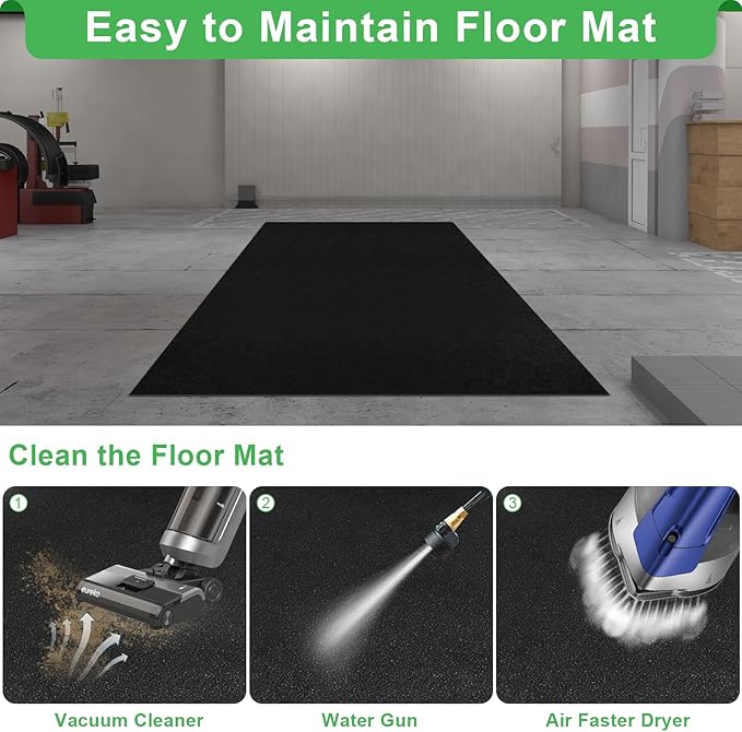 Golf Cart Parking Mat 9.84 ft. x 4.92 ft, 1.6MM Thickened Oil Absorbent Universal Garage Repair Floor Mat for EZGO, Club Car, Yamaha, Motorcycles, Mower, ATV, UTV - Anti Slip Mechanic Pad Cut to Size