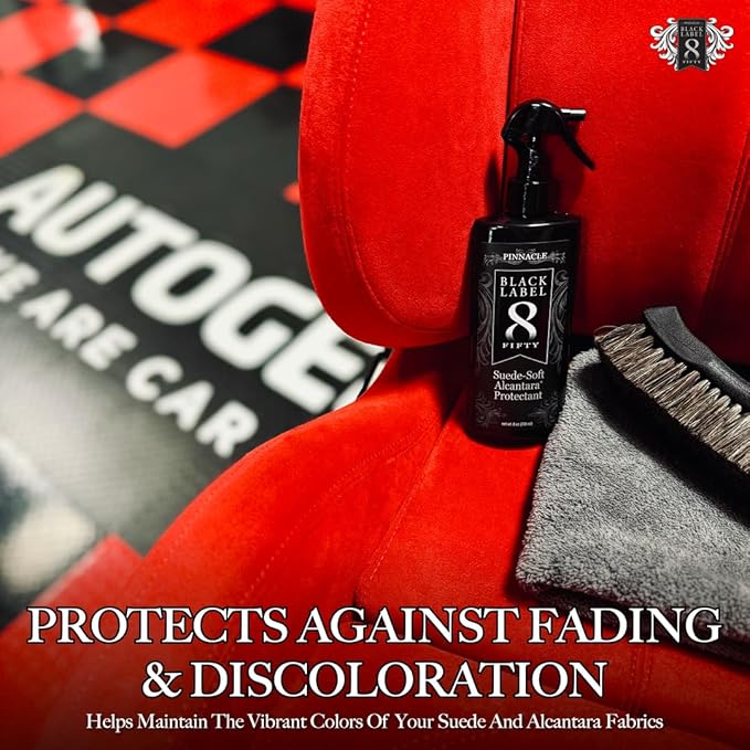 Pinnacle Black Label Suede-Soft Alcantara® Cleaner (8 oz): Premium Care for Micro-Suede & Alcantara Surfaces - Gently Removes Stains, Refreshes, and Deodorizes - Safe for All Interior Fabrics