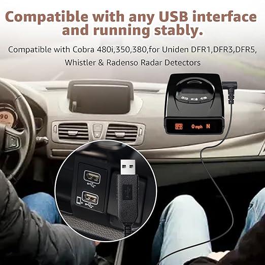 USB to DC3.5 Radar Detector Power Cable,USB C 5V-12V Power Cord Compatible with Cobra RAD 480i,350,380,Uniden DFR1,DFR3,DFR5,Whistler & Radenso Radar Detectors