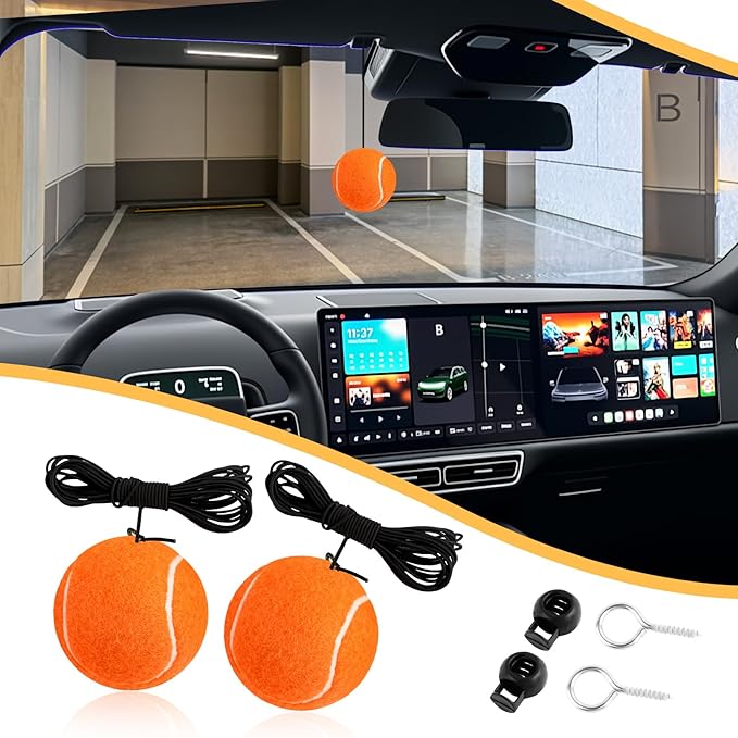 2PCS Garage Parking Aid,Height Adjustable Garage Parking Sensor for Guided Garages Parkings,Fashion Tennis Garages Car Stop Indicator for Avoiding Collisions Cars Accessories (Orange/2PCS)
