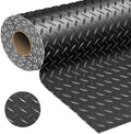 Garage Floor Mat 2.8mm Thickness PVC Garage Flooring Roll Diamond Plate Floor Mats for Garage, Workshop, Gym, Golf Cart Parking or Trailers (Black, 7.5 x 20 FT)