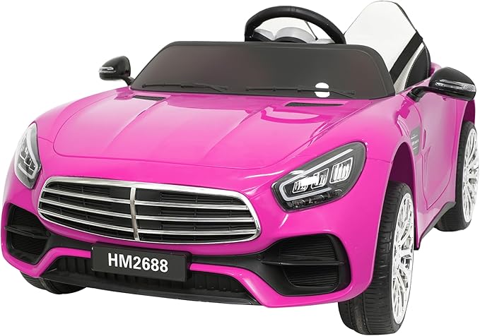 12V Ride On Car for Kids, Electric Car with Remote Control, Bluetooth Music Player for 3-8 Year Old, Pink