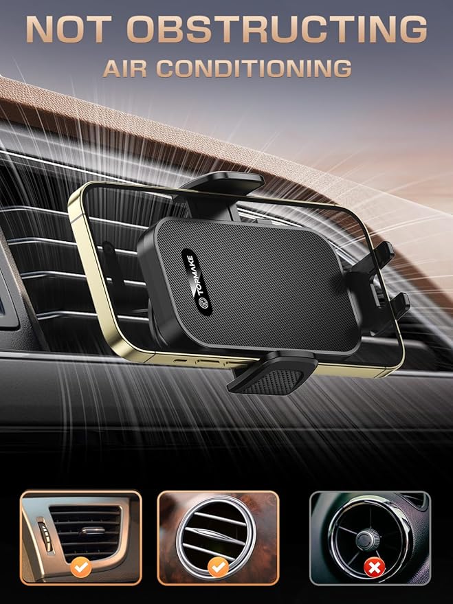 Topmake Car Phone Holder Mount,【2025 Upgrade】 3-in-1 Cell Phone Holder for Car, Dashboard Windshield, Suction Cup Hands-Free Car Phone Stand, Automobile Cradles Universal,Black