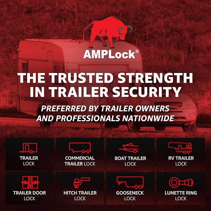 AMPLock - U-BRHT2516 2-5/16" Trailer Ball Hitch Lock - Titan Weld-on Design for Boat, RV, and RVs & Travel Trailer Hitch Coupler Locks, Patented 2-Parts Anti-Theft Lock with Push & Locking System