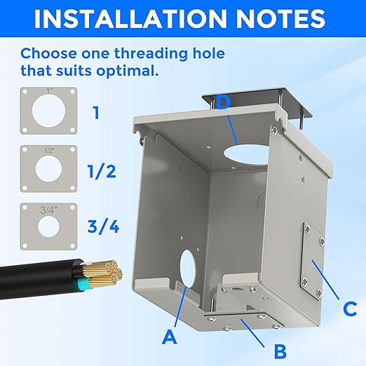 50 Amp RV Power Outlet Box, NEMA 14-50R 125/250 Volt RV Outdoor Electrical Receptacle Panel, Weatherproof, for RV Camper Trailer Motorhome Electric Car Generator