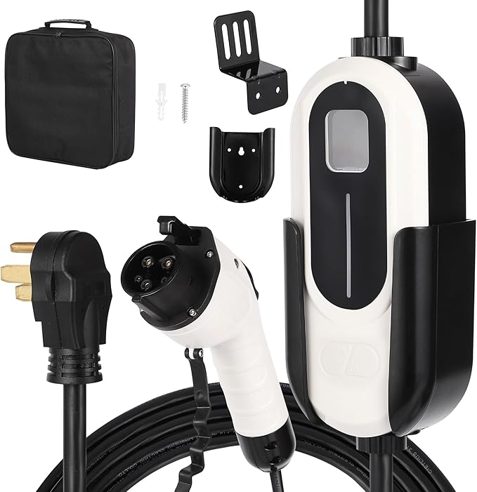 Level 2 EV Charger, 40A 240V Voltage, NEMA 14-50 Plug, 25ft Cable, Adjustable Current/Delay Timer, SAE J1772 Listed Portable Electric Car Charger for Indoor/Outdoor Use, WiFi Enabled