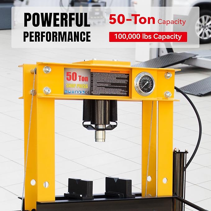 50T Hydralic Shop Press H-Frame Garage/Shop Floor Press with Floor Press Plates
