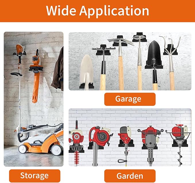 Weed Eater Hanger，Weedeater Rack Garage Organizer Trimmer Rack, Garden Power Tool Hanger Weed Whackers Holder Wall Mounted for Grass Trimmer, Hedge Trimmer, Garage Trimmer, Garden Tools,1 Pack