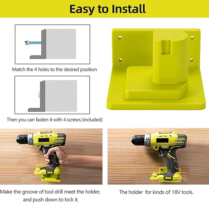 10 Pack Tool Holder Wall Mount Portable Compatible with Ryobi 18V Power Tool Holder Mount Hanger Storage Organizer with Screws Easy Installation for Workshop Garage