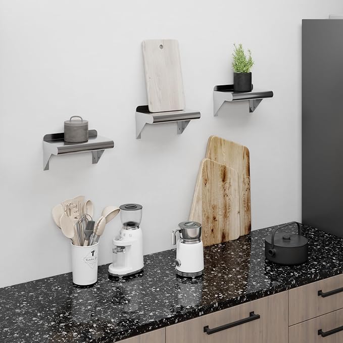 AmGood 6 in. x 10 in. Stainless Steel Wall Mount Shelf. Commercial/Home. Kitchen, Restaurant, Garage, Laundry, Utility Room. NSF