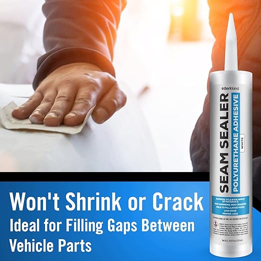 [2 Pack] Polyurethane Seam Sealer Automotive Compound Kit - Durable & Flexible Auto Body Filler - Seam & Joint Compound for Bare or Painted Surfaces - Automotive Seam Sealer White - RV Roof Sealant