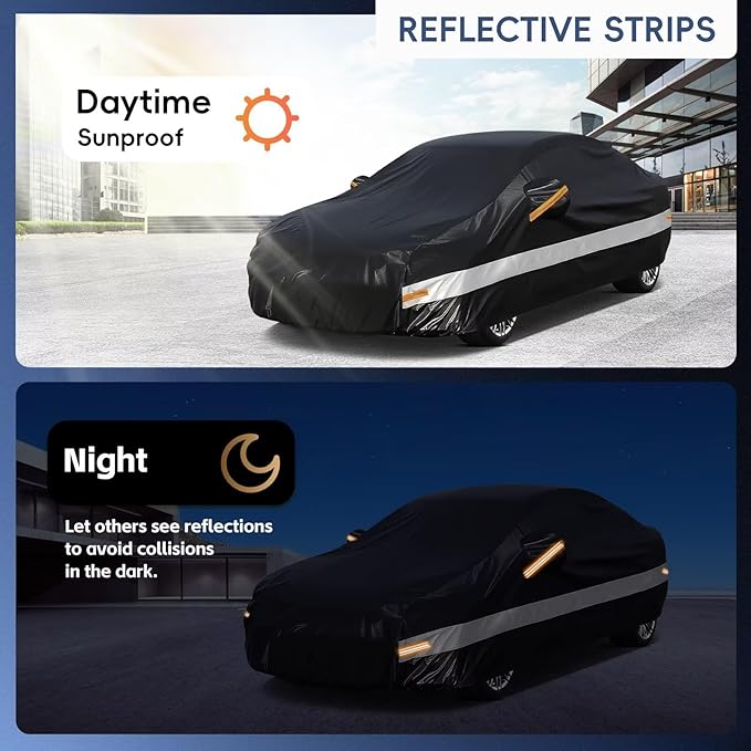 10 Layers Car Cover Custom Fit for BMW 3 Series 320i 328i 330i 335i M340i (2013-2025), Waterproof All Weather for Automobiles, Outdoor Full Cover Sun Dust Rain Protection with Cotton. Black