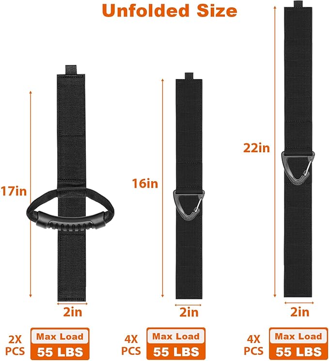 Extension Cord Holder Organizer(10Pack), Extension Cord Hanger for Garage Organization and Storage, 4-pk 16",2-pk17 and 4-pk 22" Heavy Duty Storage Straps, Garage Gadgets for Men (10, Black)