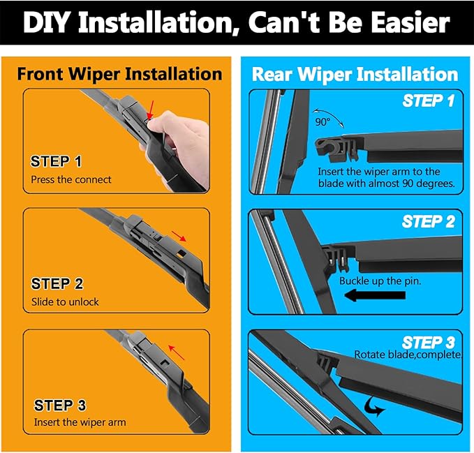 AUTOBOO 26"+17" Windshield Wipers with 14" Rear Wiper Blade Replacement for Subaru Forester 2019 2020 2021 2022 2023 2024 -Original Factory Quality (Pack of 3)