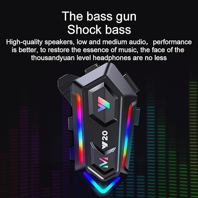 FEYA Motorcycle Helmet Speakers with 16-Types RGB Dazzling Lights High Battery Life Motorcycle Headphones Dual Noise Reduction/Automatic Answer/Call Music Control/Wake up Siri/IPX6