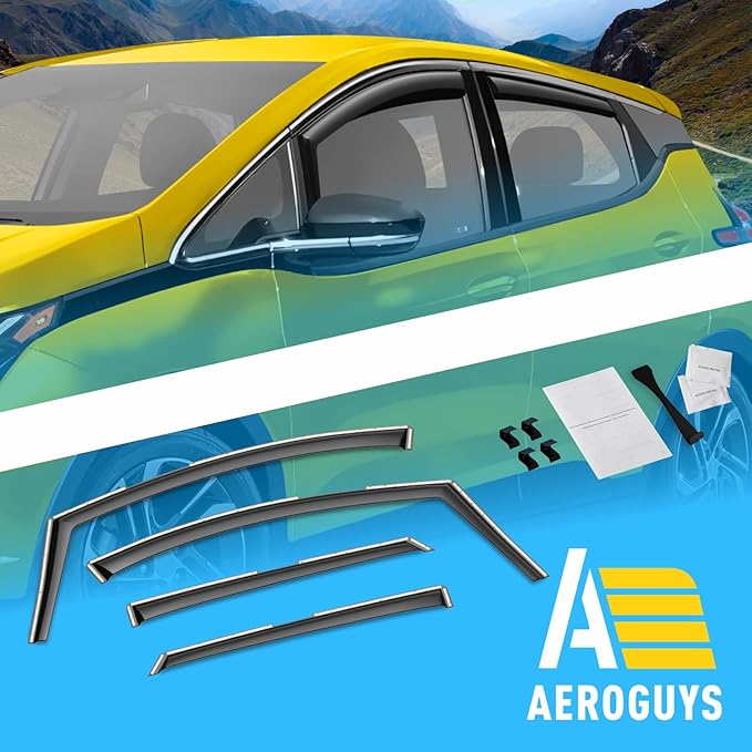 Extra Durable Window Deflectors in-Channel Window Visors Rain Guards Fit for Chevrolet (Chevy) Bolt EV 2017-2023, Sun Visors, Wind Vent for Shades, Exterior Car Accessories - 4pcs. AG0754