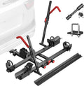 Hitch 2 EBike Rack with Ramp, 170lbs Capacity Electric Bike Carrier Foldable for 2 Heavy Ebike, Up to 5-inch Fat Tire Bicycle, 2" Receiver for Car, SUV, RV, Truck, Black