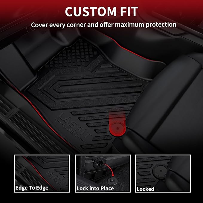 LASFIT Floor Mats & Cargo Mats for Volkswagen Taos 2022-2025(Only Fit FWD), All Weather TPE Custom Fit Floor Liners for VW Taos Accessories 1st & 2nd Row Car Mats & Trunk Mats, Easy to Clean, Black