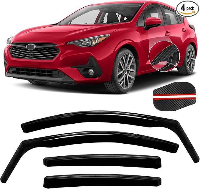 in Channel Rain Guards Fit for 2017-2025 Subaru Impreza Hatchback, Crosstrek 2018 2019 2020 2021 2022 2023, Durable Window Visors, Smoke Wind Deflectors Vent Shades Shield-4PCS