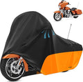 Motorcycle Cover, with Vents Dirt Bike Cover,for Different Touring Models Harley Davidson Road King,Road Glide,Street Glide,Electra Glide,Low Rider-ST (Black&Orange)