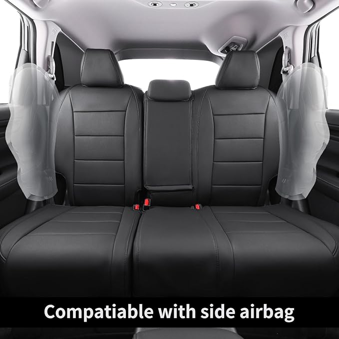 coverdream CRV Leather Seat Covers Fit for 2023 2024 2025 2026 Honda CR-V LX,EX,EX-L,Sport Series,Hybrid,Trailsport,Fully Covered,Airbag Compatible Waterproof Car Seat Protector (Full Set,Black)