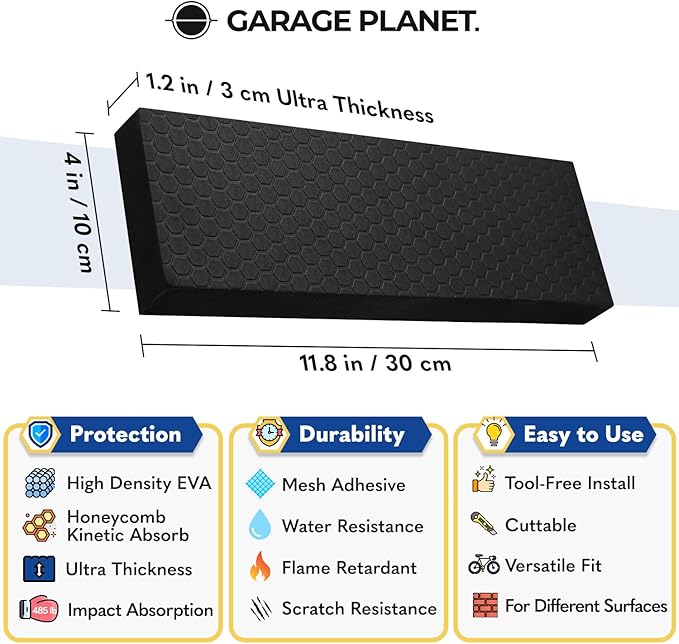 WP01 Garage Wall Protector Car Door Protector, Tool-Free, Designed in Australia (Black, 2 Pack)
