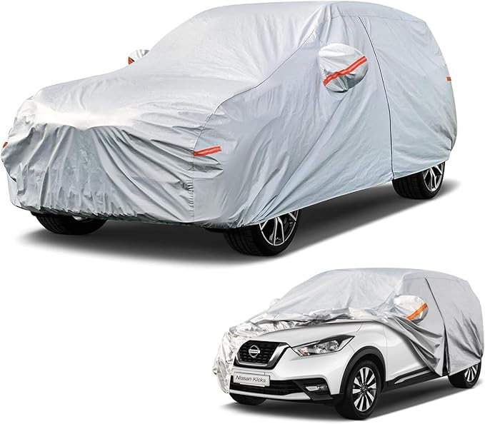 Kayme 6 Layers SUV Car Cover Custom Fit for Nissan Kicks (2017-2025) Waterproof All Weather for Automobiles, Outdoor Full Cover Rain Sun UV Protection.Silver