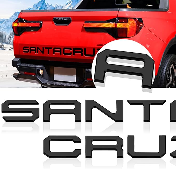 Tailgate Inserts Letters Compatible for 2022 2023 2024 2025 Santa Cruz 3D Raised & Strong Adhesive Decals Letters Rear Emblem Decal Sticker Compatible for Santa Cruz Accessories-Matte Black