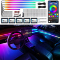 Dreamcolor Acrylic Interior Car LED Strip Light with Wireless APP, RGB 18 in 1 with 175 inches 600 LEDs Fiber Optic Car Ambient Lighting Kits, Dual Zone Sound Active Function LED Strip for Car
