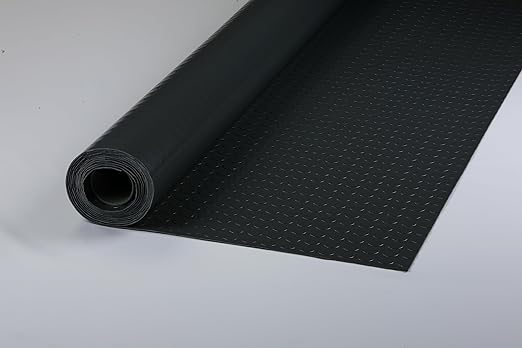 G-Floor Large Coin Pattern Vinyl Garage Floor Protector Mat (8'6" x 24', Midnight Black), Extremely Durable, Waterproof Parking Pad and Flooring
