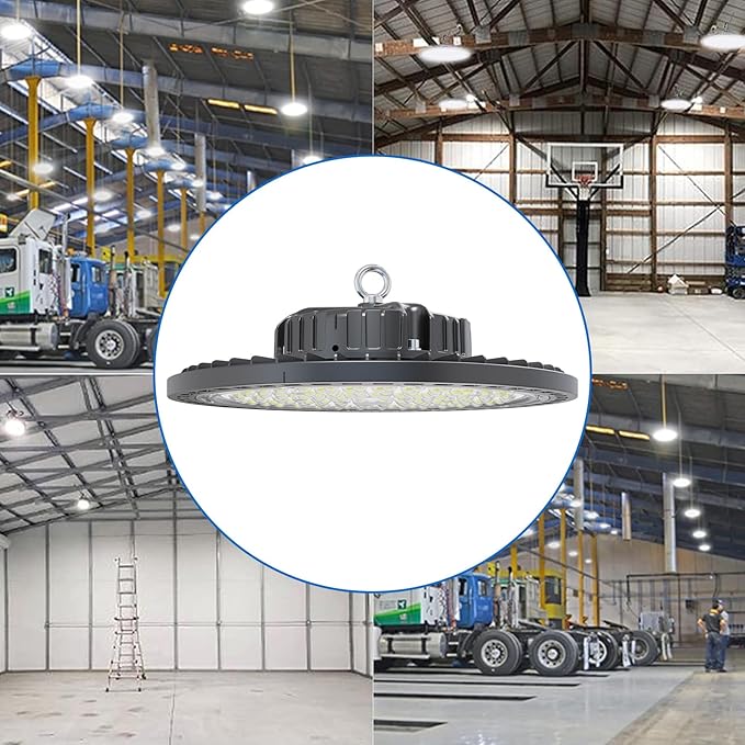 2 Pack UFO LED High Bay Light 250W, 35000 LM, 5000K with 5ft Power Cord, US Plug, Bright LED Shop Light for Basement Commercial Factory Garage Lighting, IP66 Waterproof, AC110-277V, ETL Listded
