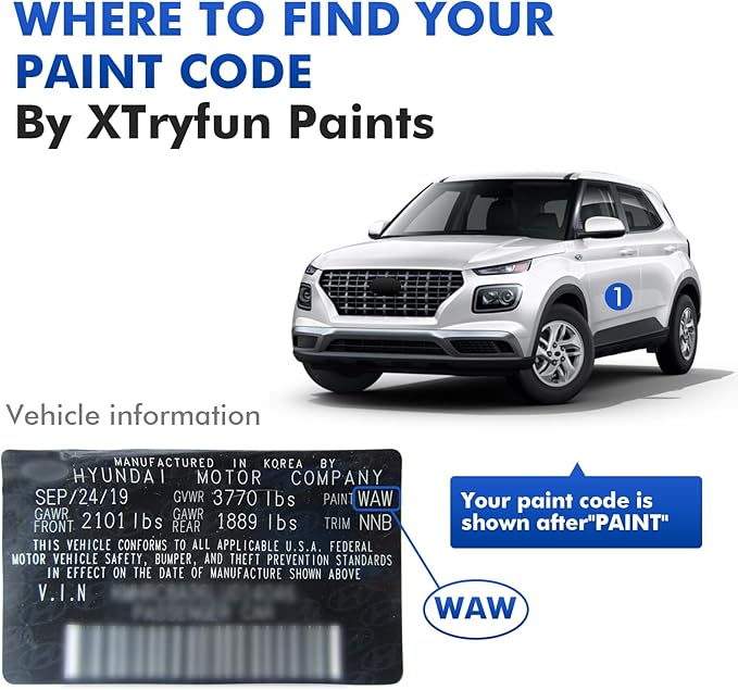 Serenity White (W6H) Touch Up Paint Compatible with Hyundai, DIY Car Paint Scratch Repair, Automotive Paints, Quick & Easy Fix Scratch Repair for Tucson/Elantra/Santa Fe/Sonata