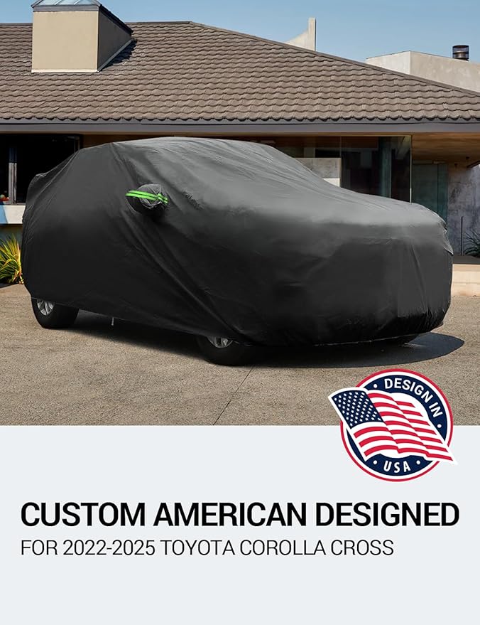 Proadsy 2025 Upgrade Car Cover Custom Fit for Toyota Corolla Cross 2022-2025, Waterproof All Weather for Automobiles, Full Exterior Cover Rain Snow Sun Protector Indoor Outdoor Car Cover