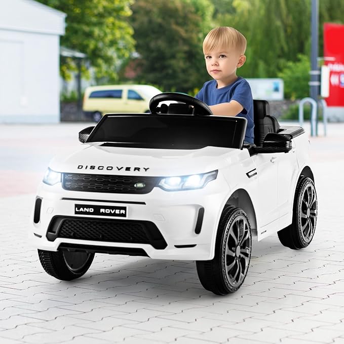 Costzon 12V Kids Ride On Car, Licensed Land Rover Electric Vehicle w/Remote Control, Lockable Doors, Slow Start System, LED Lights & Speed Switch Sound, Music & Horn, MP3 & USB (White)