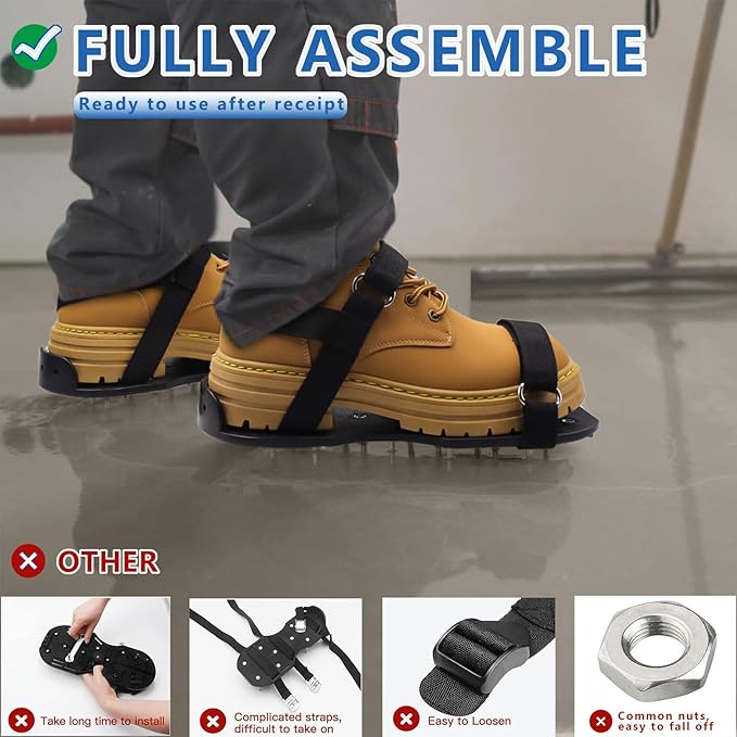 Epoxy Shoes, Fully Assembled Gunite Spiked Shoes with 3/4" Short Spikes for Epoxy Floor Coating, Self-Leveling Floor, Epoxy Garage Floors, Overlays, Cover Installation