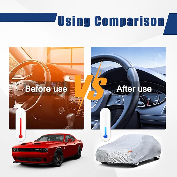 Kayme 6 Layers Car Cover Custom Fit for Dodge Charger (2006-2025) Waterproof All Weather for Automobiles, Outdoor Full Cover Rain Sun UV Protection.Silver