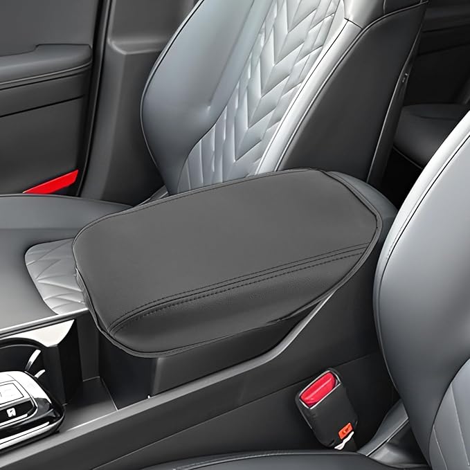 SXCY for 2024 2025 Sportage Armrest Cover for Kia Sportage 2024 2025 Accessories 2023 2024 2025 Sportage Center Console Cover 2024 2025 Sportage Middle Console Cover (Black Leather Cover)