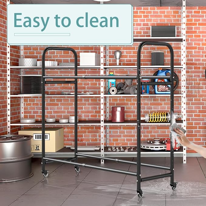 Hershii Tire Storage Rack Standing Garage Storage Shelf Organizer for Indoor Outdoor Use, Rolling Tire Rack Adjustable - Black 24.80-42.51'' X 15.35'' X 44.09''