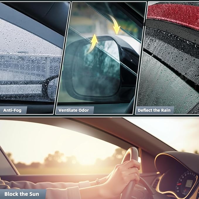 in Channel Window Visors for Jeep Compass 2017 2018 2019 2020 2021 2022 2023 2024, Rain Guards Exterior Car Accessories, Smoke Side Wind Deflectors Vent Shades Shield, 4PCS