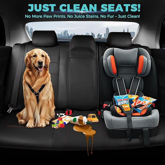 for Toyota Camry Seat Covers SE XSE SE Sport 2012 2013 2014 2015 2016 2017 - Custom Fit Car Seat Covers Full Set, Waterproof Breathable Leather Seat Covers for Cars, Black Red Not for Hybrid