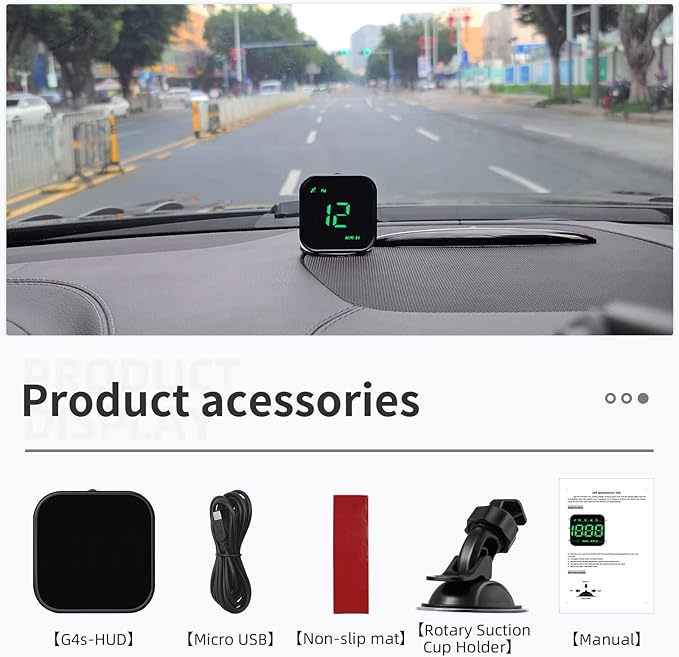 G4S Digital GPS Speedometer, New HUD Car Head Up Display with Digital Speed in MPH KPH, Universal for Cars Truck Electric Hybrid Automobile (G4S-Green)