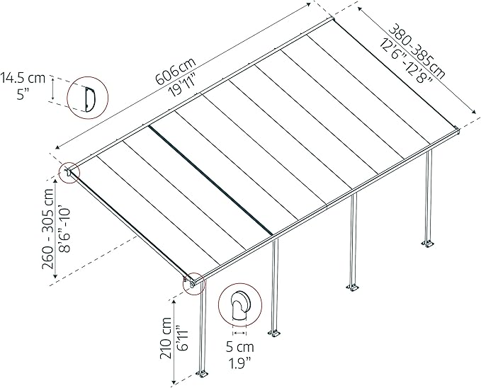 Palram - Canopia Feria 13 Ft. x 20 Ft. Carport Aluminum Metal Frame and Polycarbonate Panels Car Port for Outdoor Driveway to Protect Car, Truck, RV, Trailer, Boat, Equipment Storage(White)