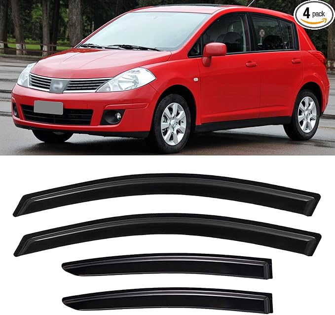 Window Visors Rain Guards Shield for 2007-2012 Nissan Versa Hatchback, Out-Channel Window Vent Wind Deflectors Visors Shades for 07-11 Nissan Versa Sedan