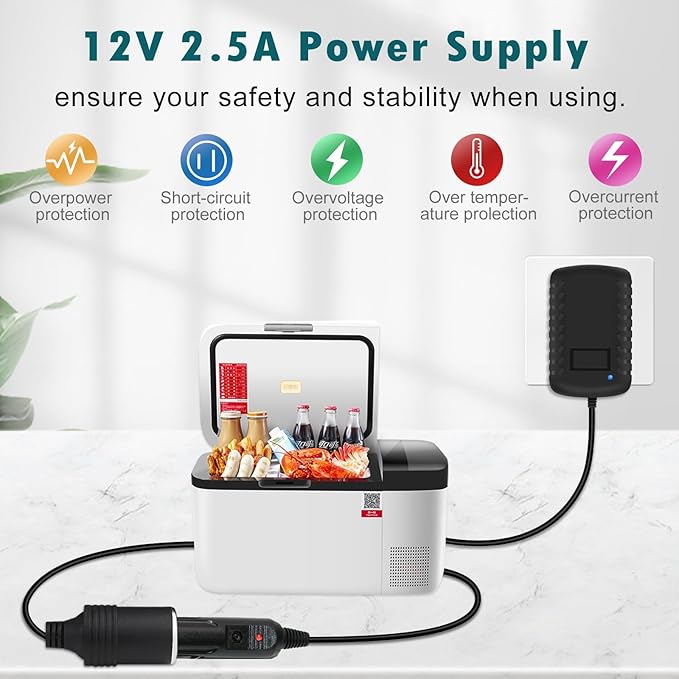 inShareplus 12V 2.5A 30W AC to DC Converter, 12 Volt Cigarette Lighter Adapter, 110V to 12V Car Lighter to Wall Outlet Adapter, Power Supply for Car Devices (MP3, Fan, Dash Cam)