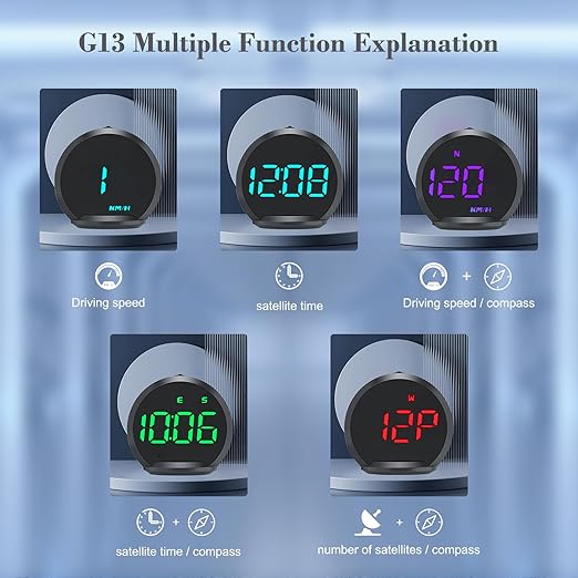 G13 GPS Speedometer, Universal Digital GPS Speedometer with Color Font, USB Connection, HUD Display Suitable for All Vehicles, Plug and Play.